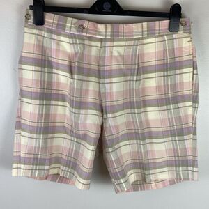 Vintage Higgins Mens Cotton Pink Plaid Shorts Size 36 Made In USA